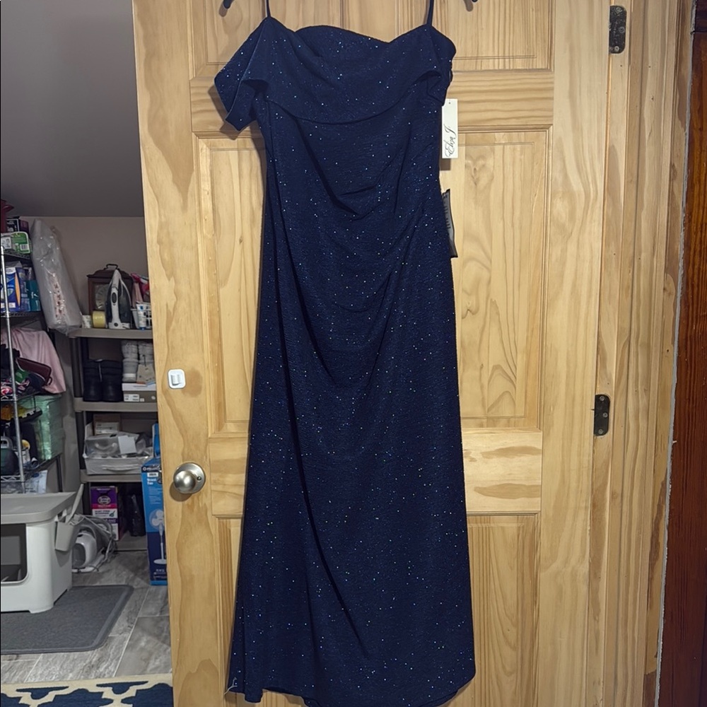 Eliza J Blue Strapless Gown for Prom size 22W Brand New!